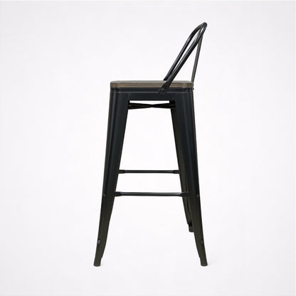Pack 2 Taburetes Tolix Asiento de Madera Negro