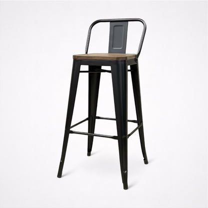 Pack 2 Taburetes Tolix Asiento de Madera Negro