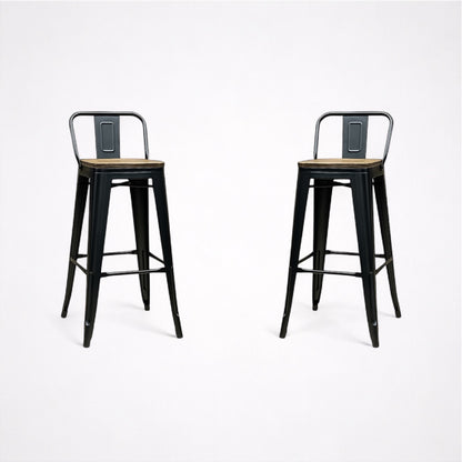 Pack 2 Taburetes Tolix Asiento de Madera Negro