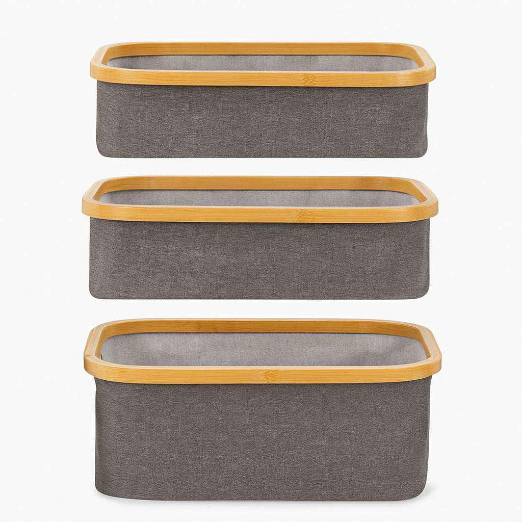 Estante Organizador Plegable 3 Niveles | Cestas de Tela Gris