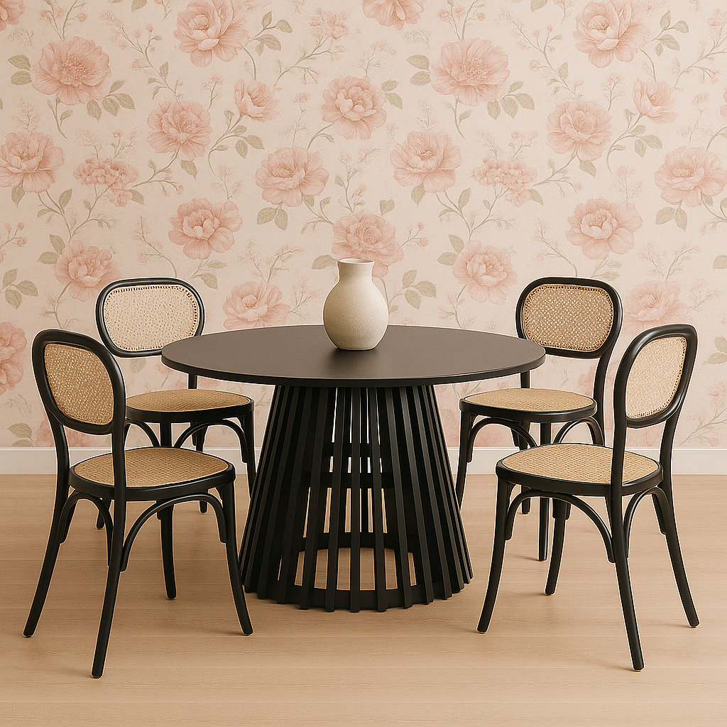 Comedor París Noire | Mesa Redonda Negra & Sillas Thonet Vienna