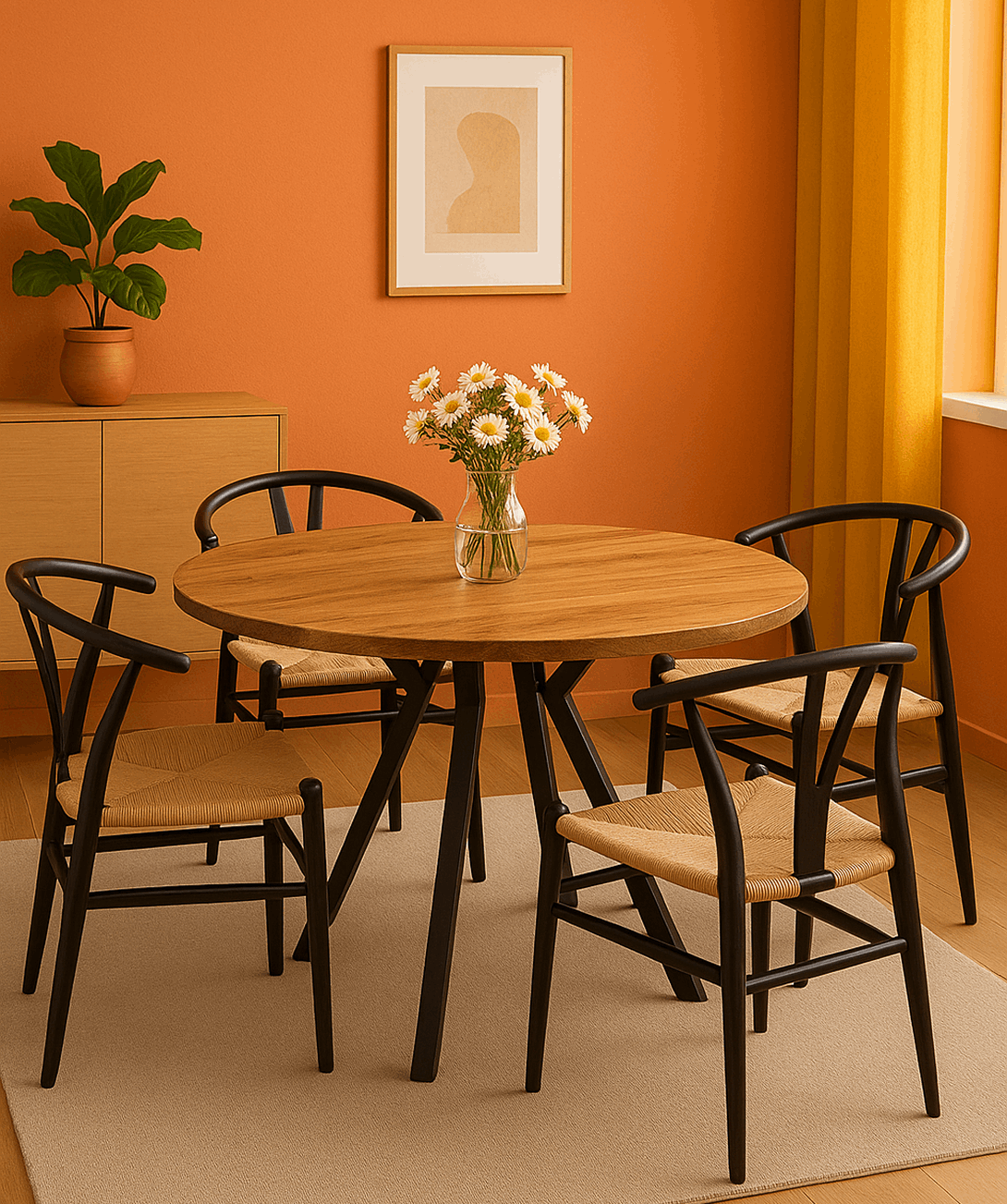 Mesa Redonda Beni | Diseño Contemporáneo con Madera Olmo y Patas Metálicas