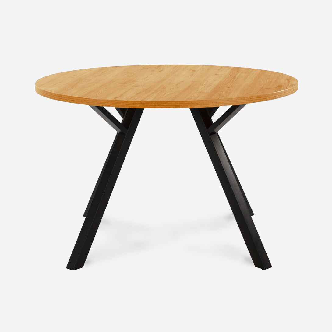 Mesa Redonda Beni | Diseño Contemporáneo con Madera Olmo y Patas Metálicas