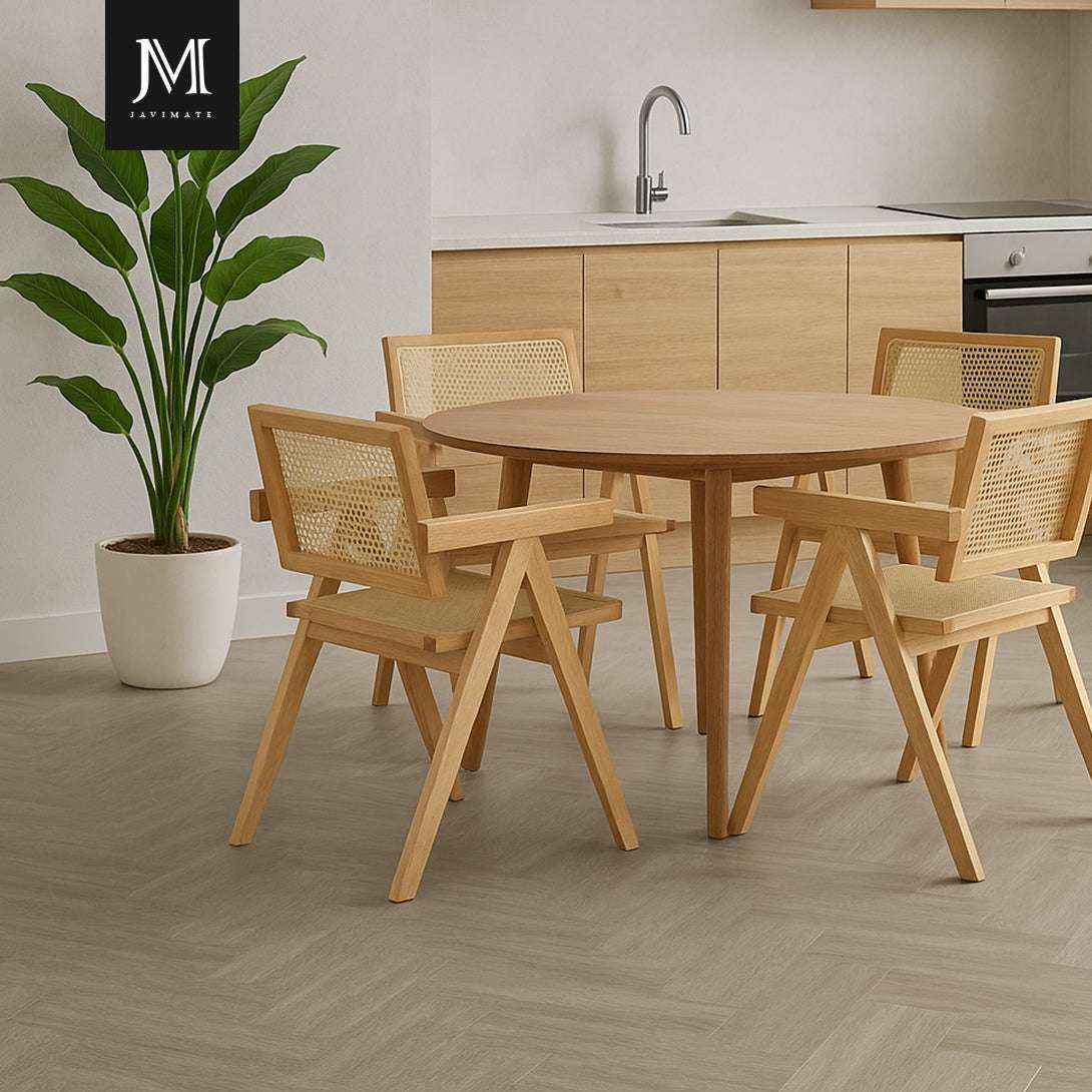 Pack 4 Sillas Chandigarh | Madera Natural y Ratán