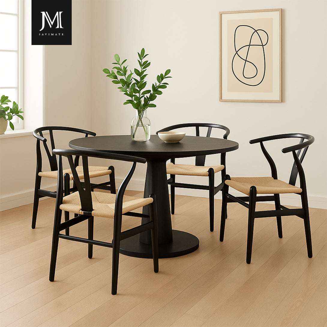 Pack 4 Sillas Wishbone Negras | Diseño Elegante y Ligero