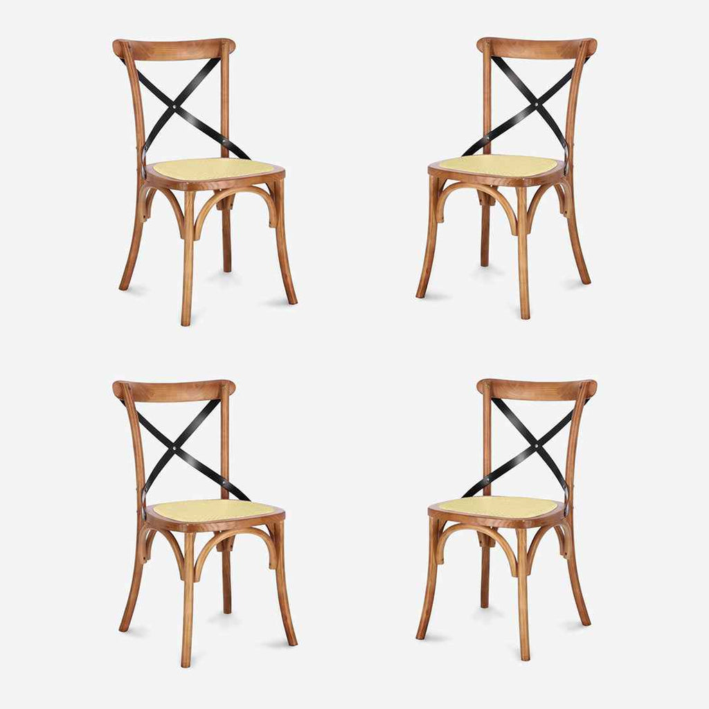 Pack 4 Sillas Crossback Madera Natural | Rústico y Chic