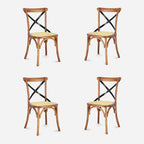 Pack 4 Sillas Crossback Madera Natural | Rústico y Chic