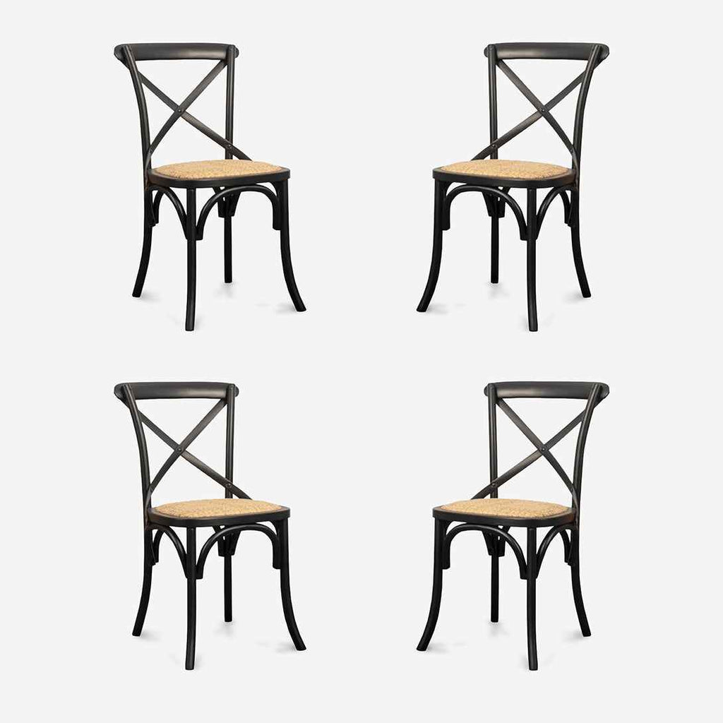 Pack 4 Sillas Crossback Negras | Diseño Sofisticado