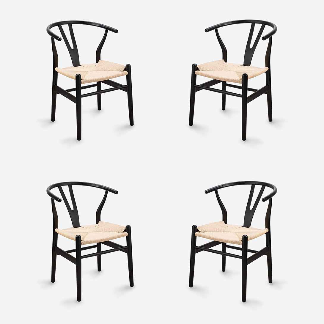 Pack 4 Sillas Wishbone Negras | Diseño Elegante y Ligero