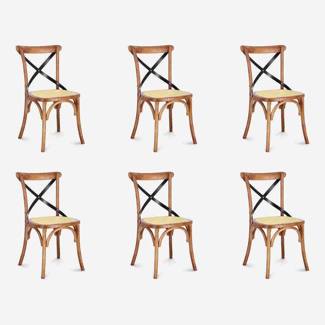 Pack 6 Sillas Crossback | Diseño Rústico y Elegante