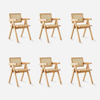 Pack 6 Sillas Chandigarh | Madera Natural y Ratán