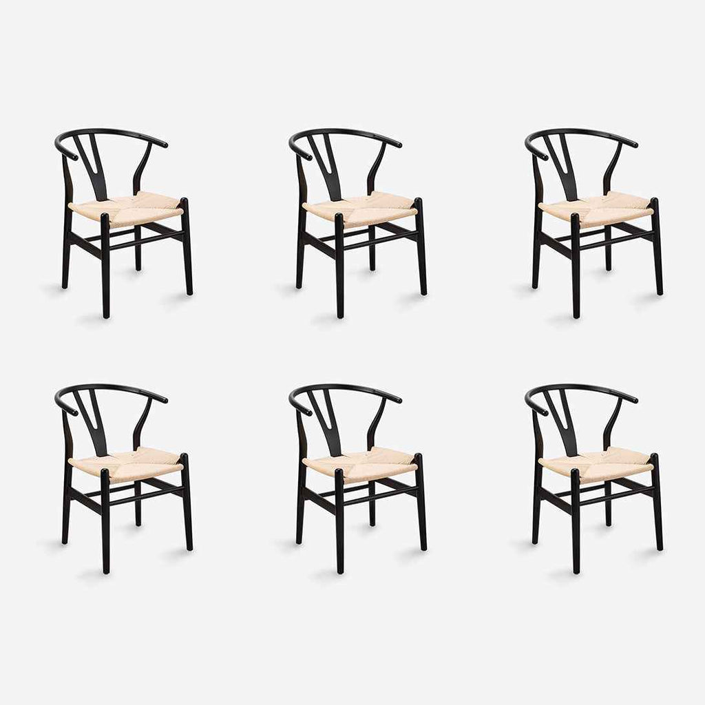 Pack 6 Sillas Wishbone Negras | Diseño Nórdico Elegante