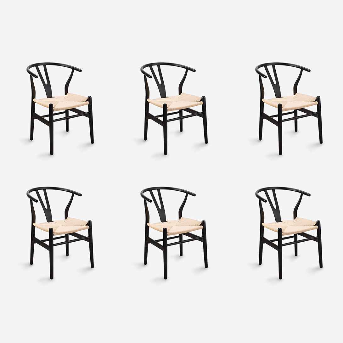 Pack 6 Sillas Wishbone Negras | Diseño Nórdico Elegante