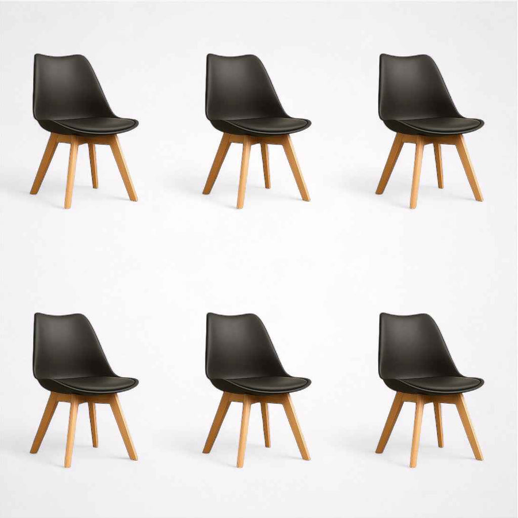 Pack 6 Sillas Tulip Negro | Diseño Moderno y Confort para tu Hogar