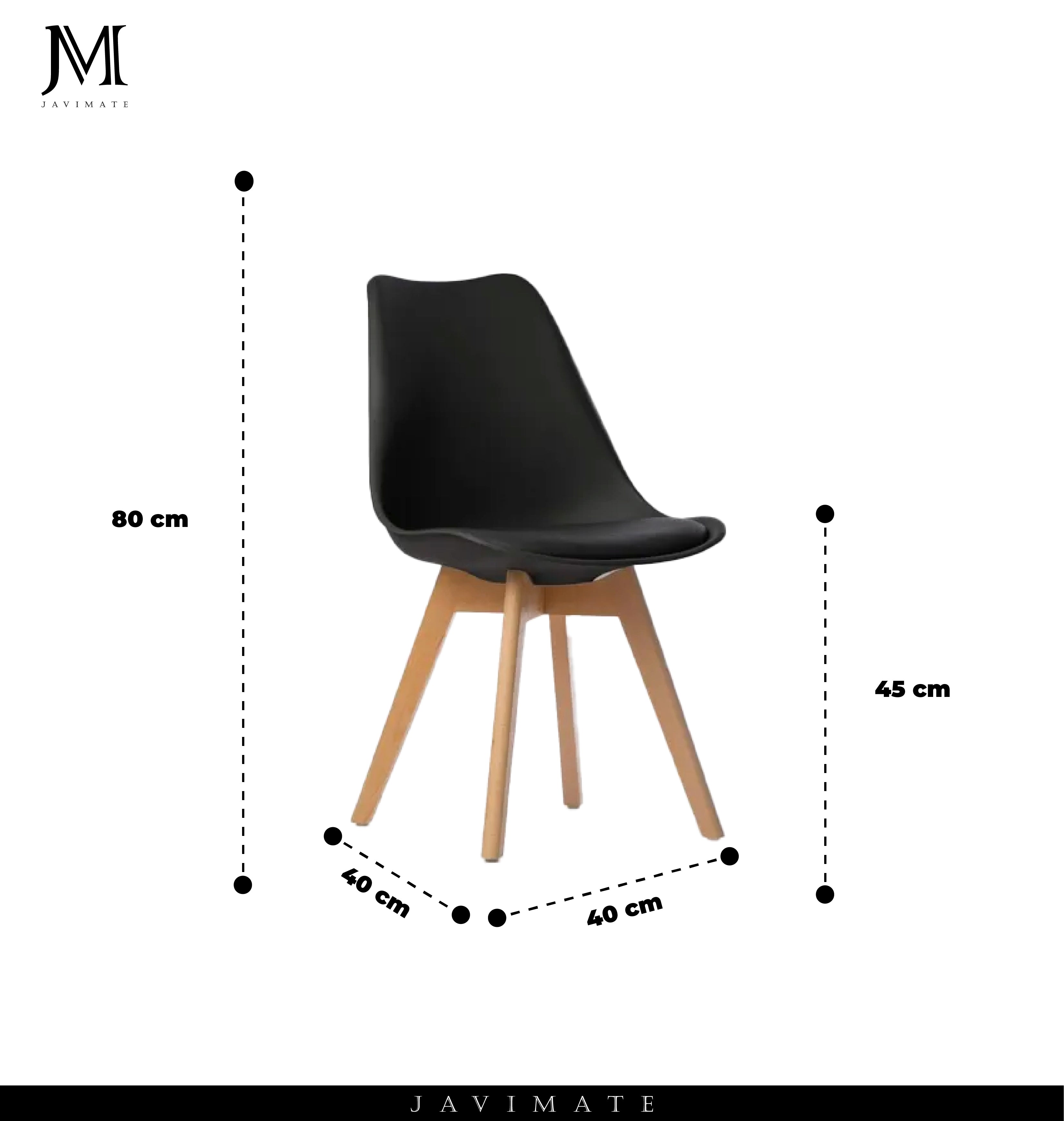 Pack 6 Sillas Tulip Negro medidas